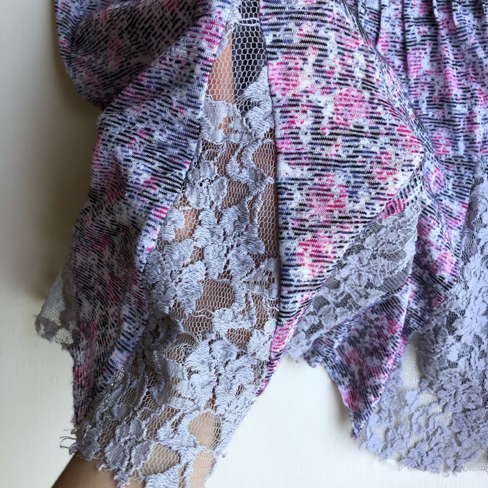 Free People Pink and Gray Lacy Tank - Picture 3 of 4